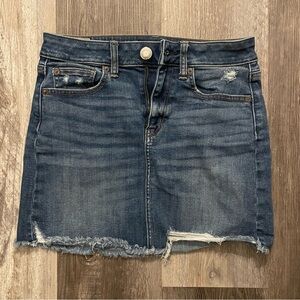 American Eagle Outfitters Blue Jean Distressed Mini Skirt Size 2